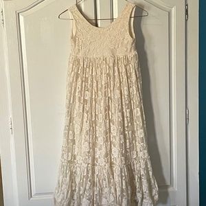 Posh Peanut Ivory Lace Sleeveless Empire-Waist Dress - Girls  Size 9-10